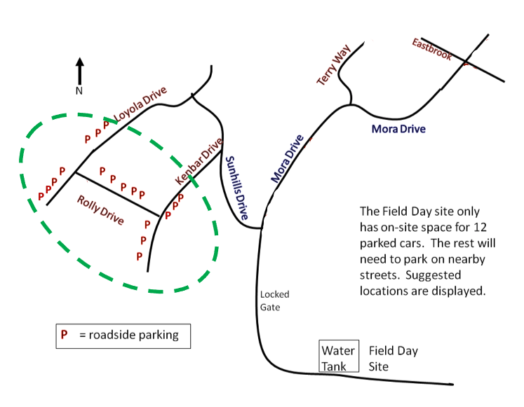 Mora Hill Parking Map for 2022 Field Day